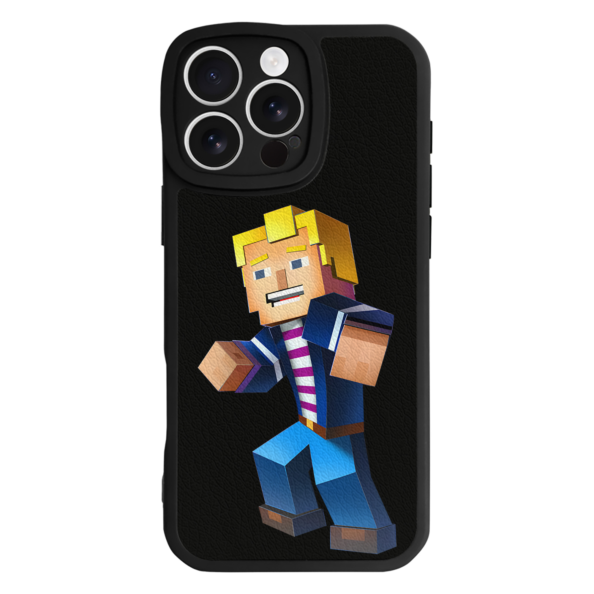 （画像用） マインクラフト ブロックの世界 Minecraft MC Block world 【iPhone 16シリーズ対応】シリコンスマホケース（レザー調） 材質：シリコン